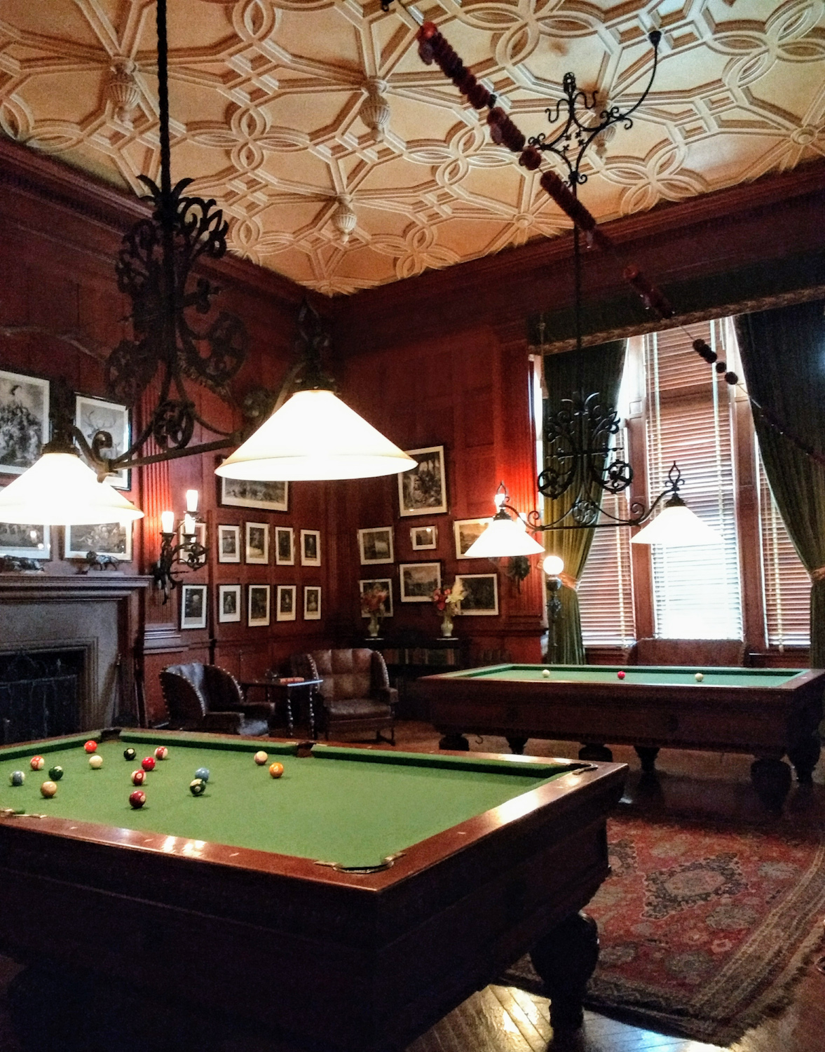 Custom oak billiard tables made 1895